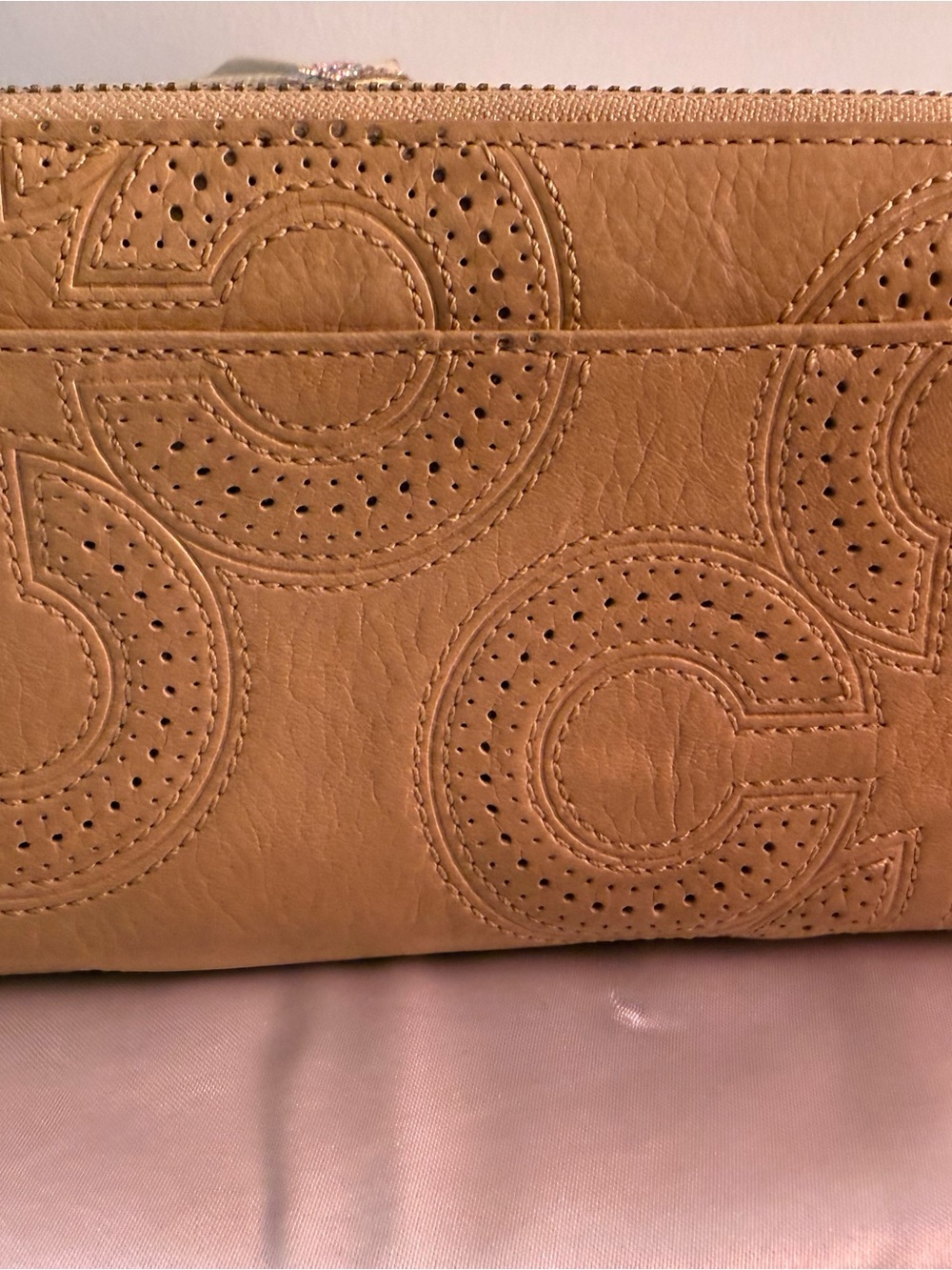 Coach Perforated Signature Zip Wallet - Tan - Picture 2 of 3